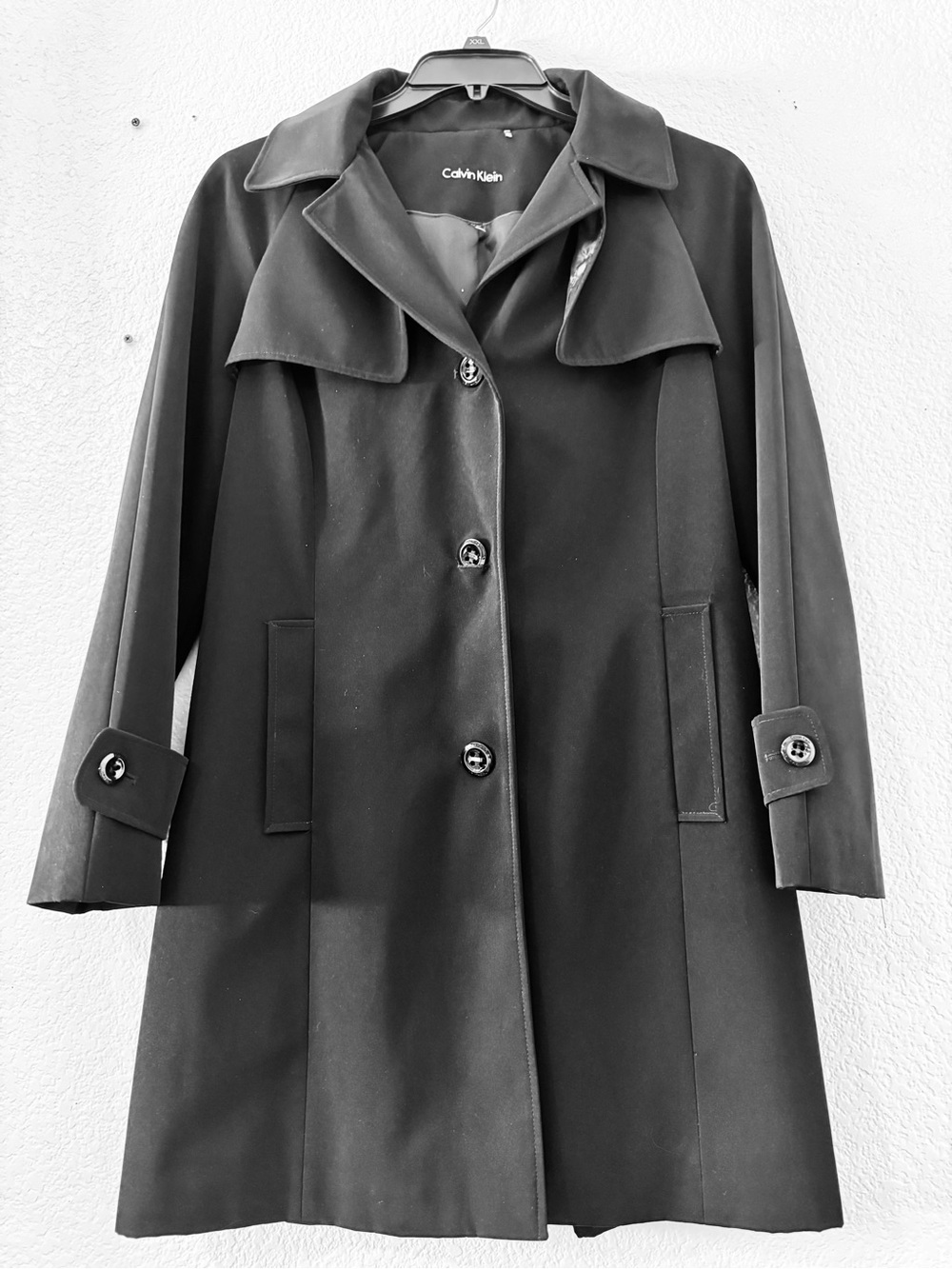 Calvin Klein Black Single-Breasted Trench Coat
